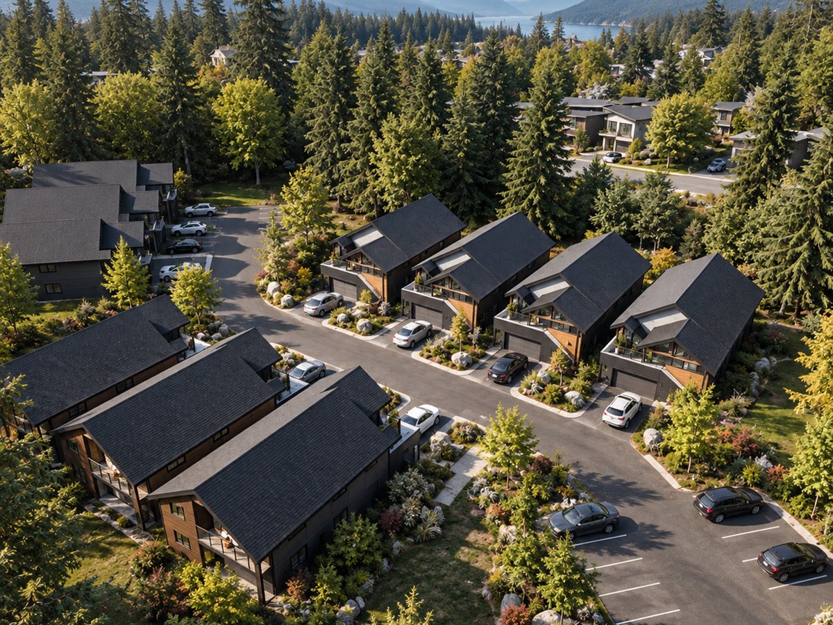 Aerial view of a multi-unit residential development built with IGV Build Systems